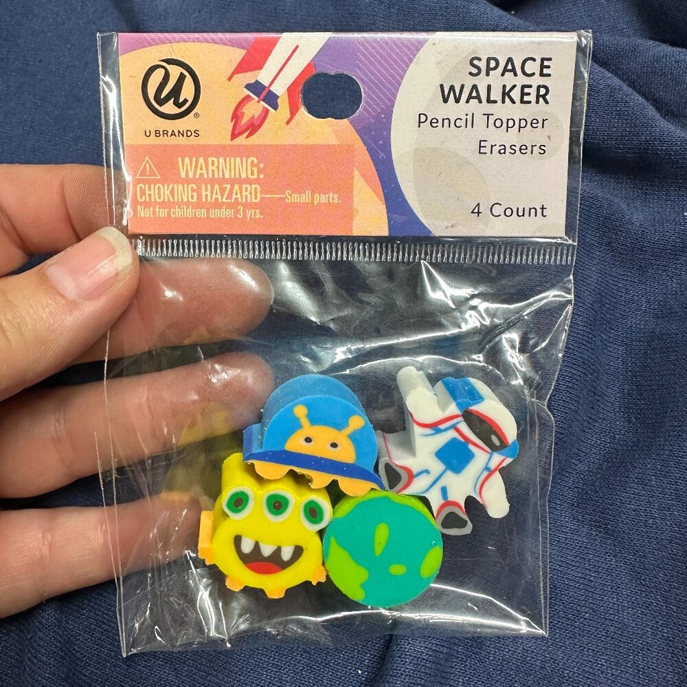 Pack of 8 Space Walker Pencil Top Erasers - 32 Total Erasers